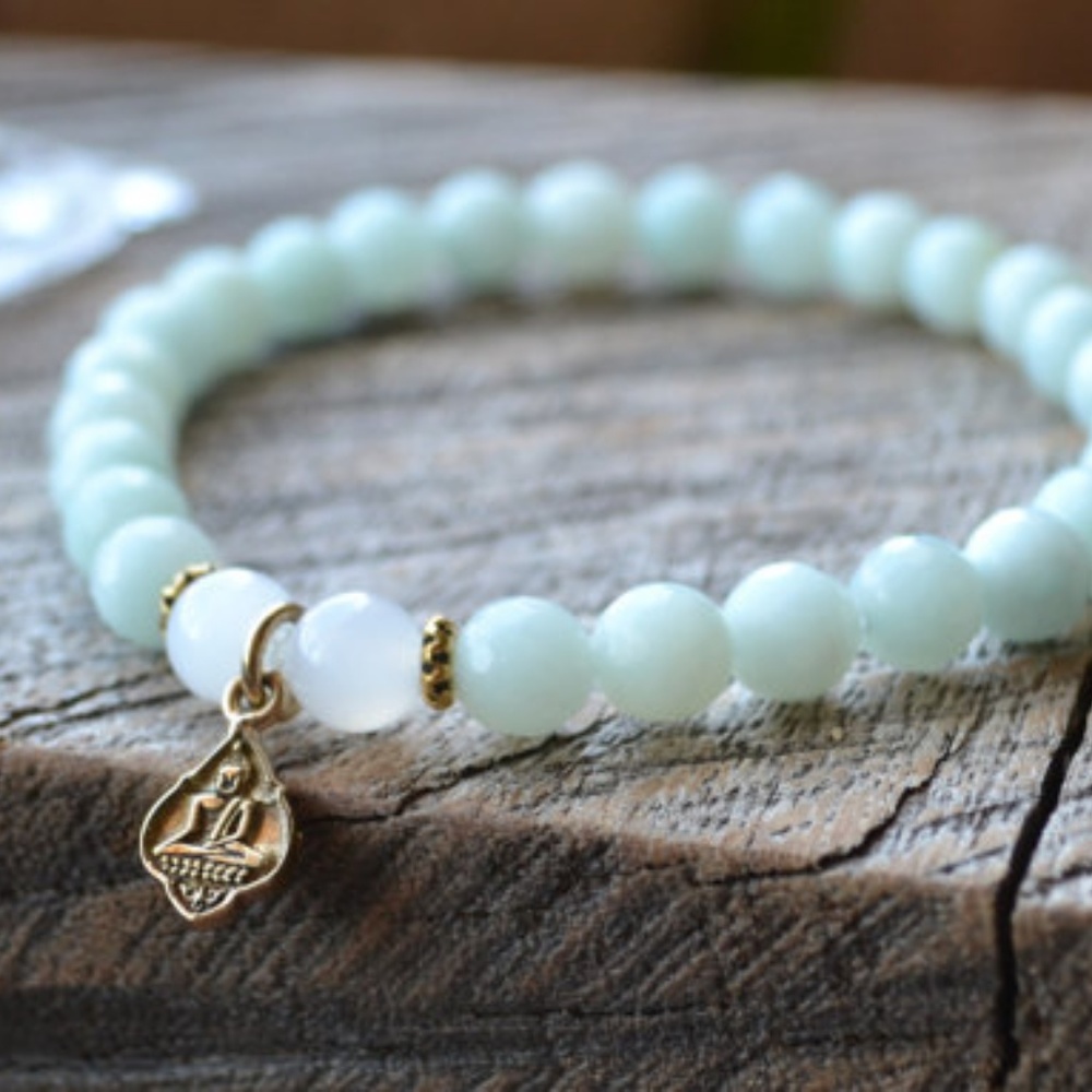 Amazonite Gemstone Buddha Charm Bracelet